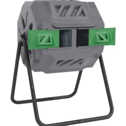 Outsunny Compostador De Tambor Giratorio 160l De Doble Cámara Marco De Acero