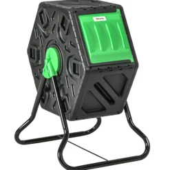 Outsunny Compostador Giratorio De 65l Doble Cámara 60x49x77 Cm Negro