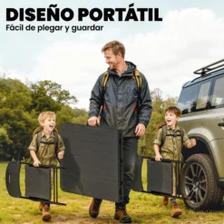 Outsunny Conjunto De Camping Plegable Con Mesa Y 4 Sillas Negro