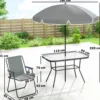 Outsunny Conjunto De Mesa Y Sillas Jardín De 8 Piezas Gris