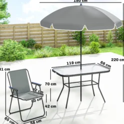 Outsunny Conjunto De Mesa Y Sillas Jardín De 8 Piezas Gris