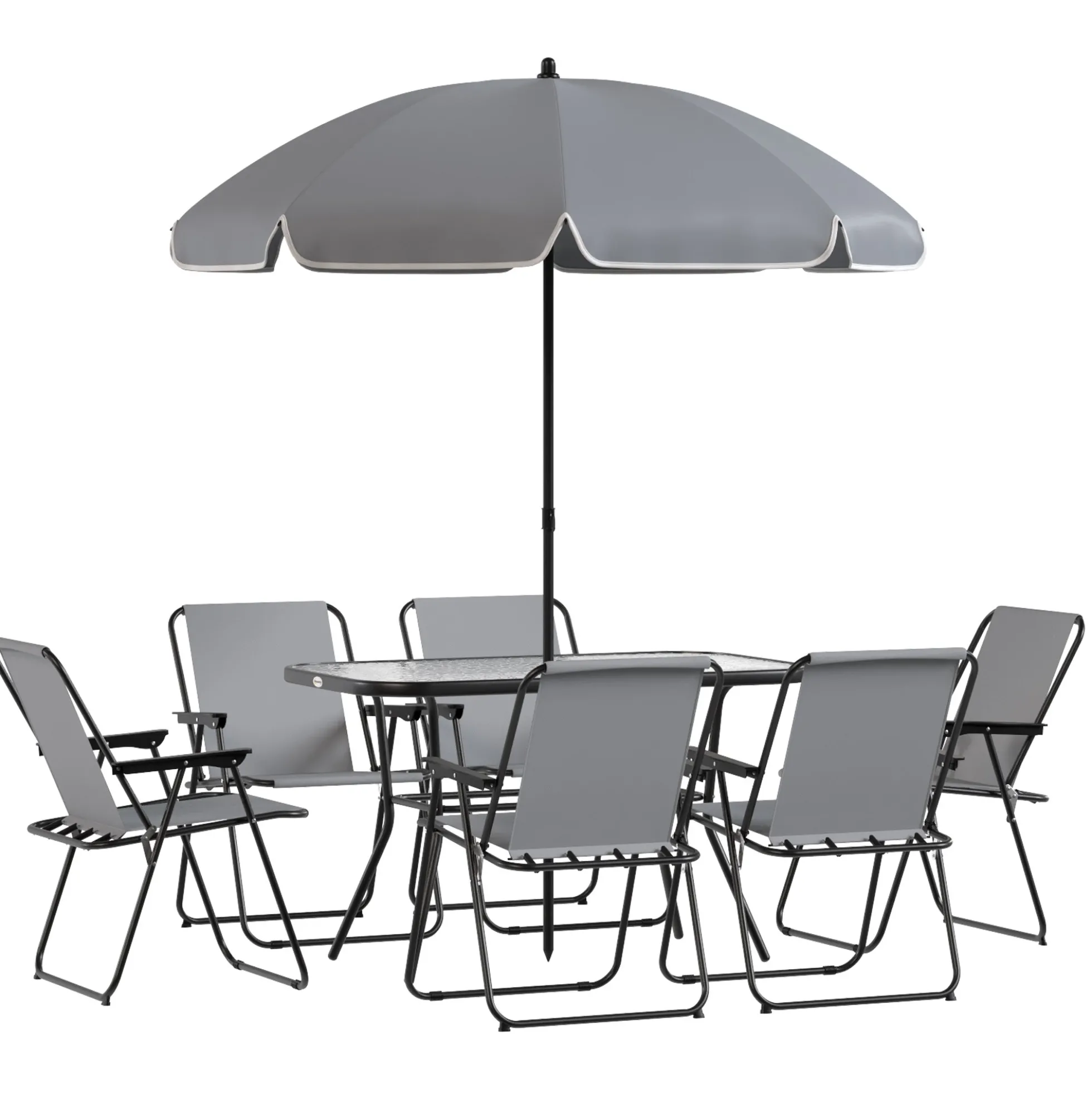 Outsunny Conjunto De Mesa Y Sillas Jardín De 8 Piezas Gris