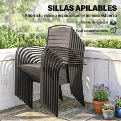 Outsunny Conjunto De Mesa Y Sillas Jardín Con 8 Sillas Y Mesa Extensible Gris