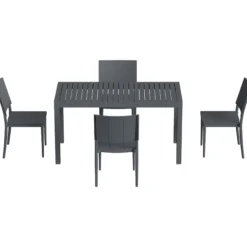 Outsunny Conjunto De Mesa Y Sillas Jardín De 5 Piezas Con Sillas Apilables Gris