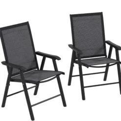 Outsunny Conjunto De 2 Sillas De Camping Plegables Con Reposabrazos Para Jardín