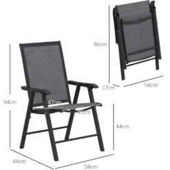 Outsunny Conjunto De 2 Sillas De Camping Plegables Con Reposabrazos Para Jardín