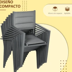 Outsunny Conjunto Muebles De Jardín Con Mesa Extensible 8 Sillas Apilables Gris