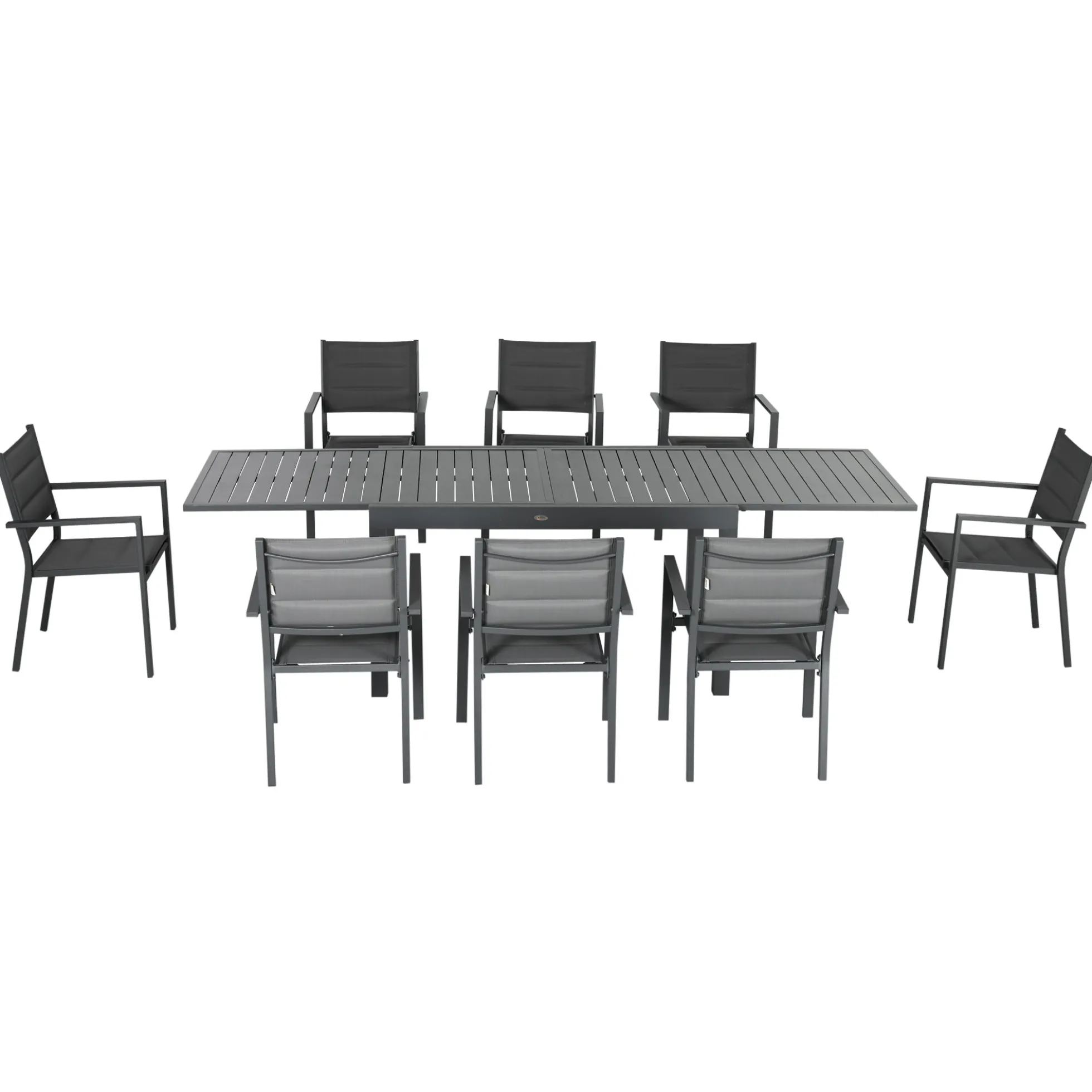 Outsunny Conjunto Muebles De Jardín Con Mesa Extensible 8 Sillas Apilables Gris