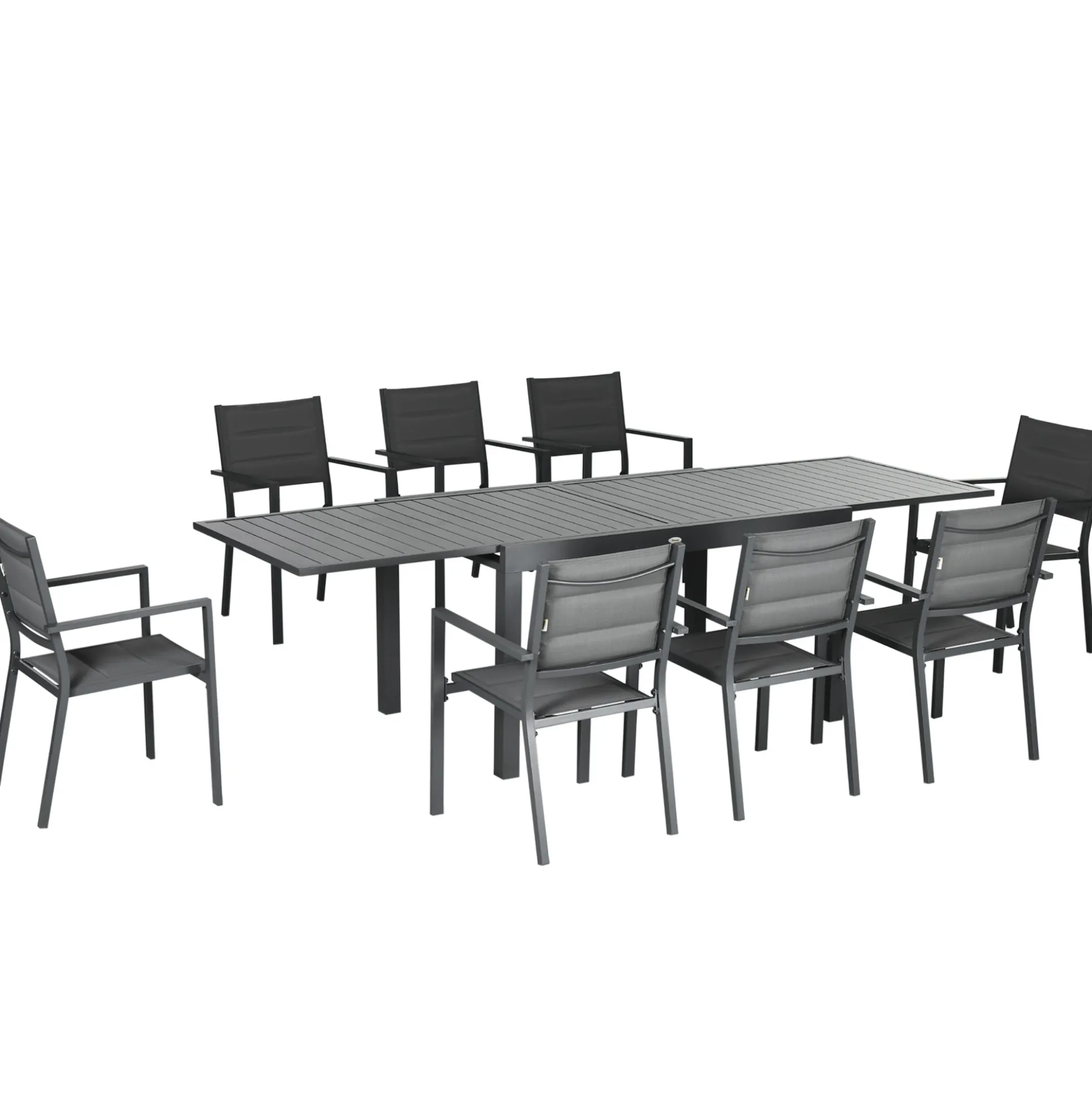 Outsunny Conjunto Muebles De Jardín Con Mesa Extensible 8 Sillas Apilables Gris