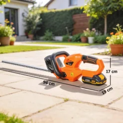 Outsunny Cortasetos Eléctrico Con Batería De 2000mah Y Cuchilla De 51 Cm Naranja