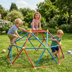 Outsunny Cúpula De Escalada Para Niños De 3-8 Años Ø183x90 Cm Rojo Y Azul