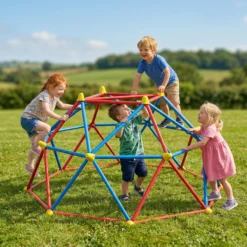 Outsunny Cúpula De Escalada Para Niños De 3-8 Años Ø183x90 Cm Rojo Y Azul