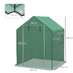 Outsunny Cubierta De Invernadero 140x143x190 Cm Con Ventana Anti-uv Verde