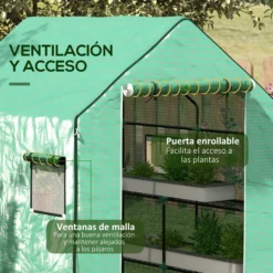 Outsunny Cubierta De Invernadero 140x143x190 Cm Con Ventana Anti-uv Verde