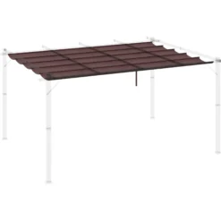 Outsunny Cubierta Para Pérgola Retráctil 3,5x2,6 M Para Marco De 4x3 M Café