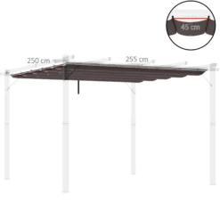 Outsunny Cubierta Para Pérgola Retráctil 2,5x2,55m Para Marco De 3x3 M Café