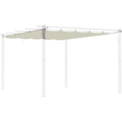 Outsunny Cubierta Para Pérgola Retráctil 3,5x2,6 M Para Marco De 4x3 M Crema