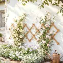 Outsunny Enrejado De Jardín De Madera Extensible 180x60 Cm Marrón Claro