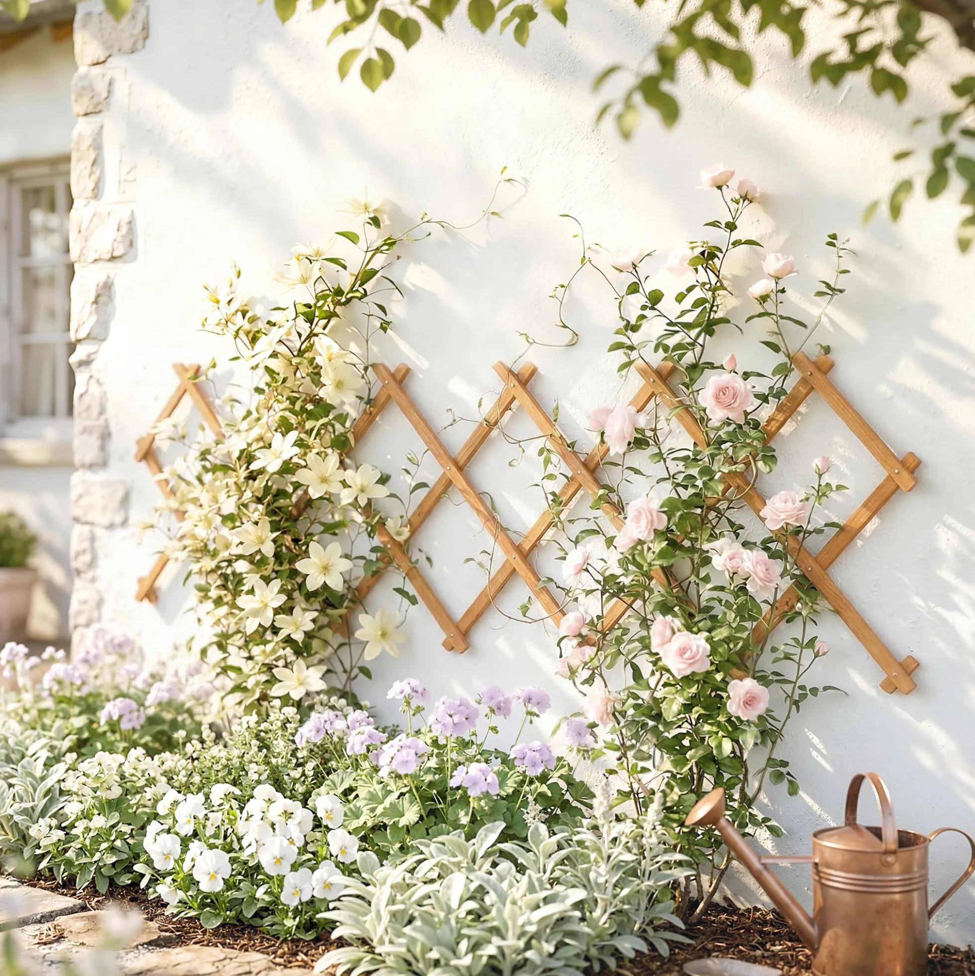 Outsunny Enrejado De Jardín De Madera Extensible 180x60 Cm Marrón Claro