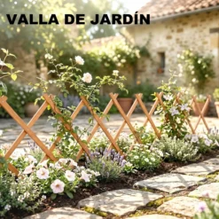 Outsunny Enrejado De Jardín De Madera Extensible 180x60 Cm Marrón Claro