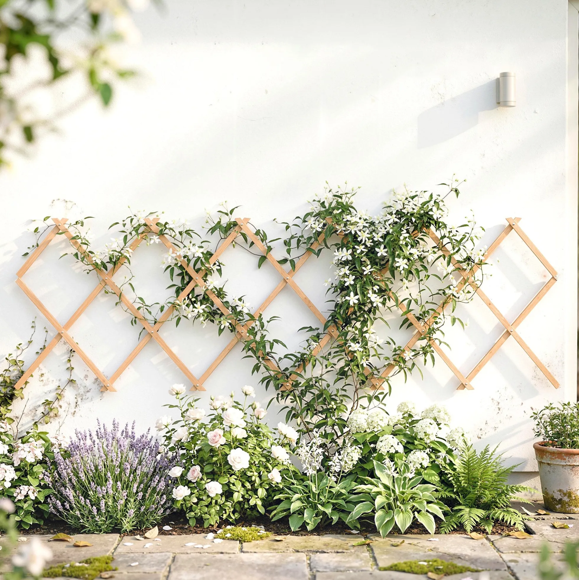 Outsunny Enrejado De Jardín De Madera Extensible 180x60 Cm Marrón Claro