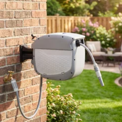 Outsunny Enrollador De Manguera Para Jardín 20+1,9 M Bloqueo Retorno Automático