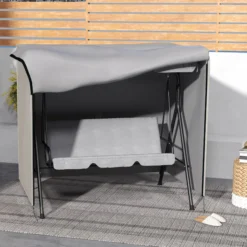 Outsunny Funda De Balancín Para Jardín Con 2 Cremalleras 177x114x152 Cm Gris