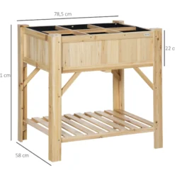 Outsunny Huerto Urbano De Madera Jardín 6 Compartimentos Estante 78,5x58x81 Cm