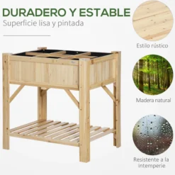 Outsunny Huerto Urbano De Madera Jardín 6 Compartimentos Estante 78,5x58x81 Cm