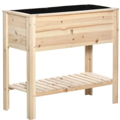 Outsunny Huerto Urbano Elevado Con Estante 90x40x81cm Mesa De Cultivo De Madera