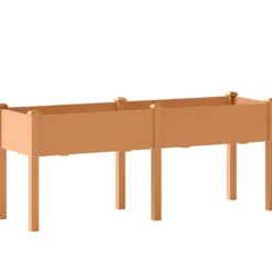 Outsunny Huerto Urbano Elevado De Madera Con 6 Orificios De Drenaje Marrón