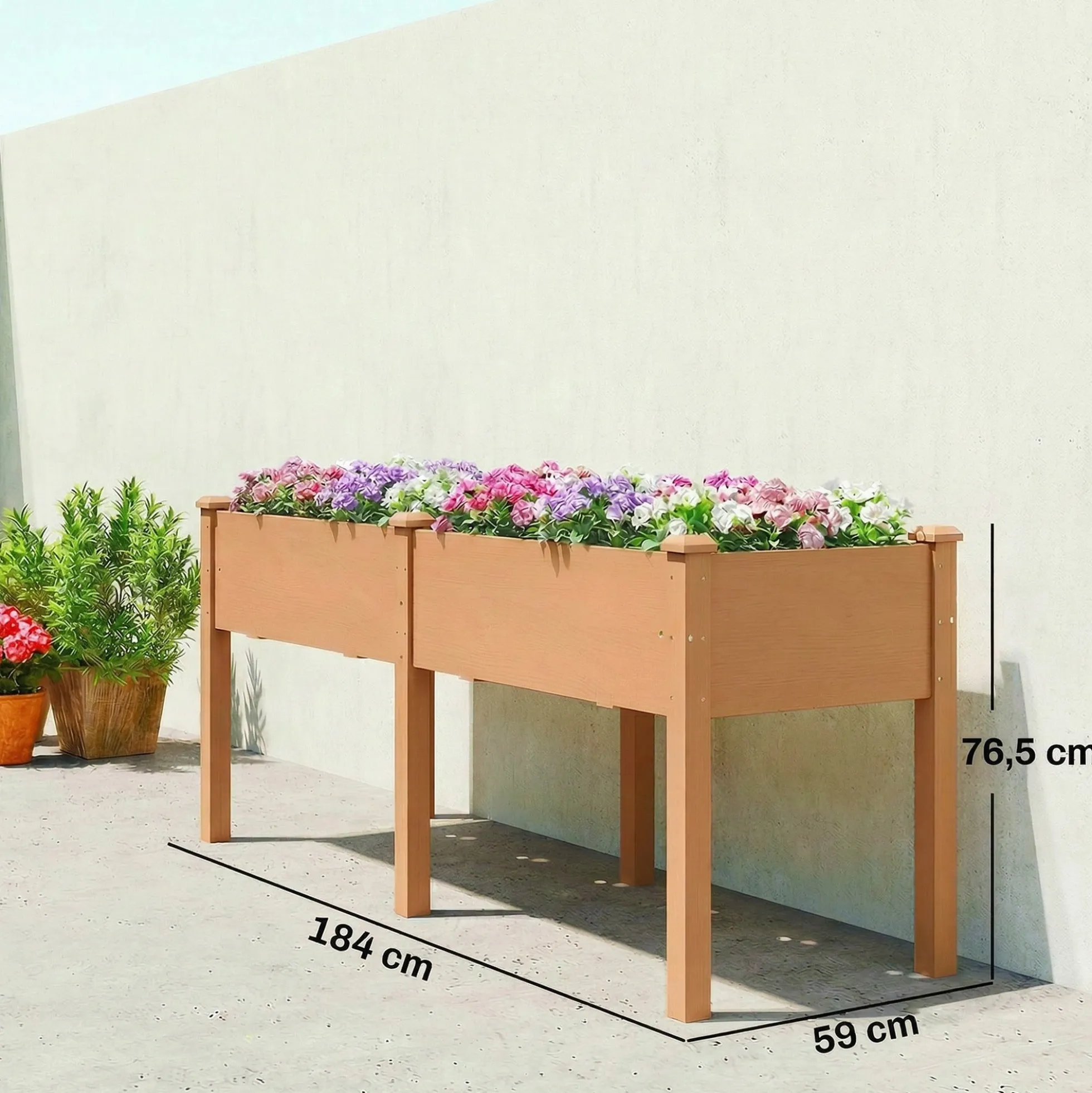 Outsunny Huerto Urbano Elevado De Madera Con 6 Orificios De Drenaje Marrón