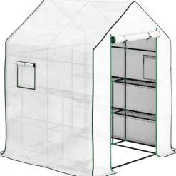 Outsunny Invernadero De Exterior Con 6 Estantes Puerta Enrollable 140x143x190 Cm