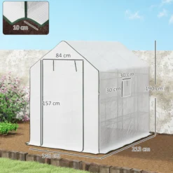 Outsunny Invernadero De Exterior Con 1 Estantes Puerta Enrollable 140x213x190 Cm