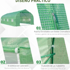 Outsunny Invernadero De Jardín 6x3x2 M Tipo Túnel Para Cultivo Plantas