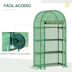 Outsunny Invernadero De Jardín Con 4 Estantes Y Puerta Enrollable 80x49x160 Cm