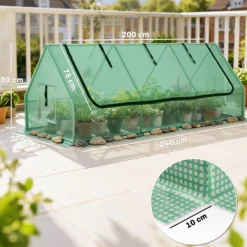 Outsunny Invernadero De Terraza 240x90x90 Cm Con Ventanas De Malla Verde