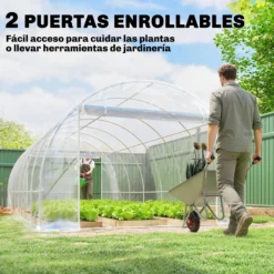Outsunny Invernadero De Túnel 6x3x2 M Con 2 Puertas Enrollables Transparente