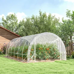 Outsunny Invernadero De Túnel 6x3x2 M Con 2 Puertas Enrollables Transparente