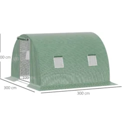 Outsunny Invernadero De Túnel 3x3x2 M Con Puerta Enrollable Y 4 Ventanas Verde