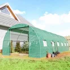 Outsunny Invernadero De Túnel 8x3x2 M Con 12 Ventanas Cubierta Pe Cultivo Verde