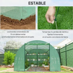 Outsunny Invernadero De Túnel 600x300x200cm Con 8 Ventanas Para Cultivos Plantas