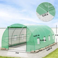 Outsunny Invernadero De Túnel 600x300x200cm Con 8 Ventanas Para Cultivos Plantas
