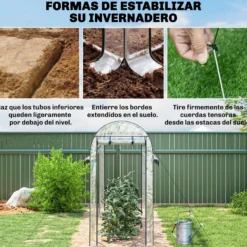 Outsunny Invernadero De Túnel 3x1x2 M Con 8 Puertas Enrollables Transparente