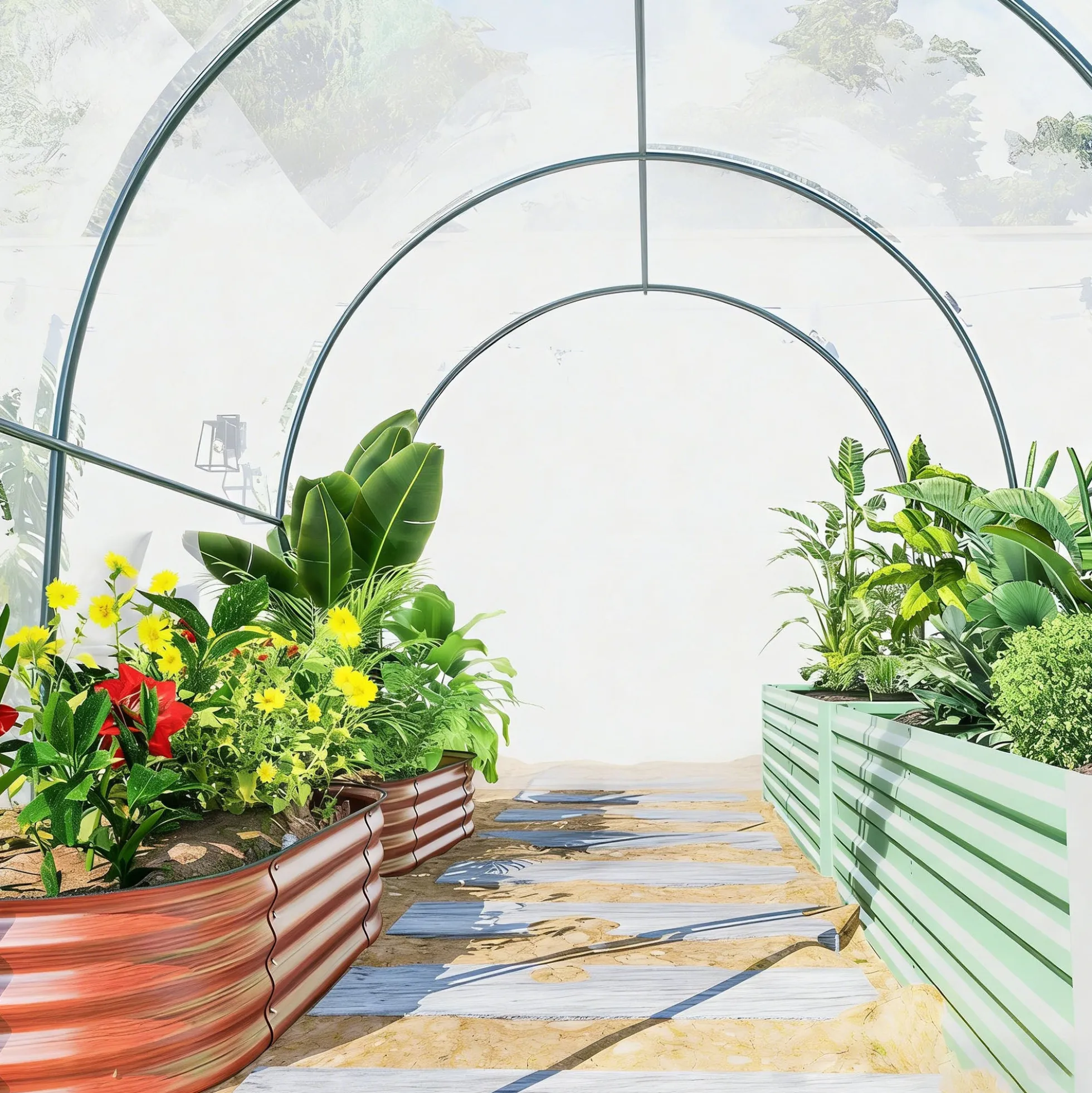 Outsunny Invernadero De Túnel 3x2x2m Con Puerta Enrollable Ventanas Transparente