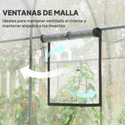 Outsunny Invernadero De Túnel 3x2x2m Con Puerta Enrollable Ventanas Transparente