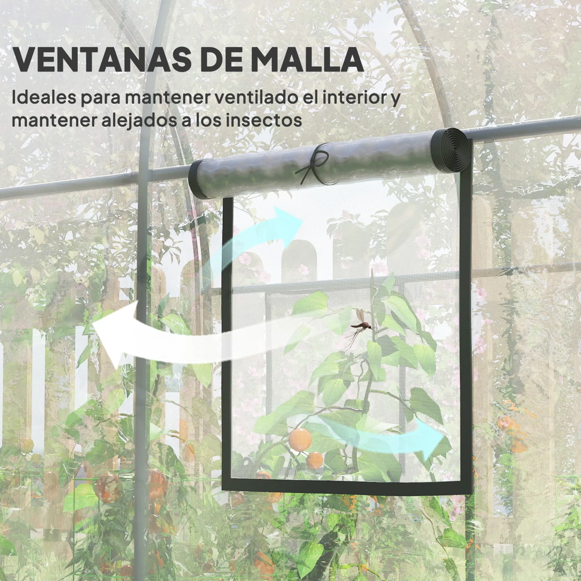 Outsunny Invernadero De Túnel 3x2x2m Con Puerta Enrollable Ventanas Transparente