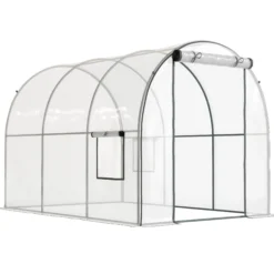 Outsunny Invernadero De Túnel 3x2x2m Con Puerta Enrollable Ventanas Transparente