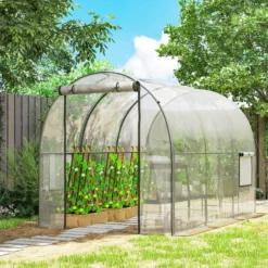 Outsunny Invernadero De Túnel 3x2x2m Con Puerta Enrollable Ventanas Transparente