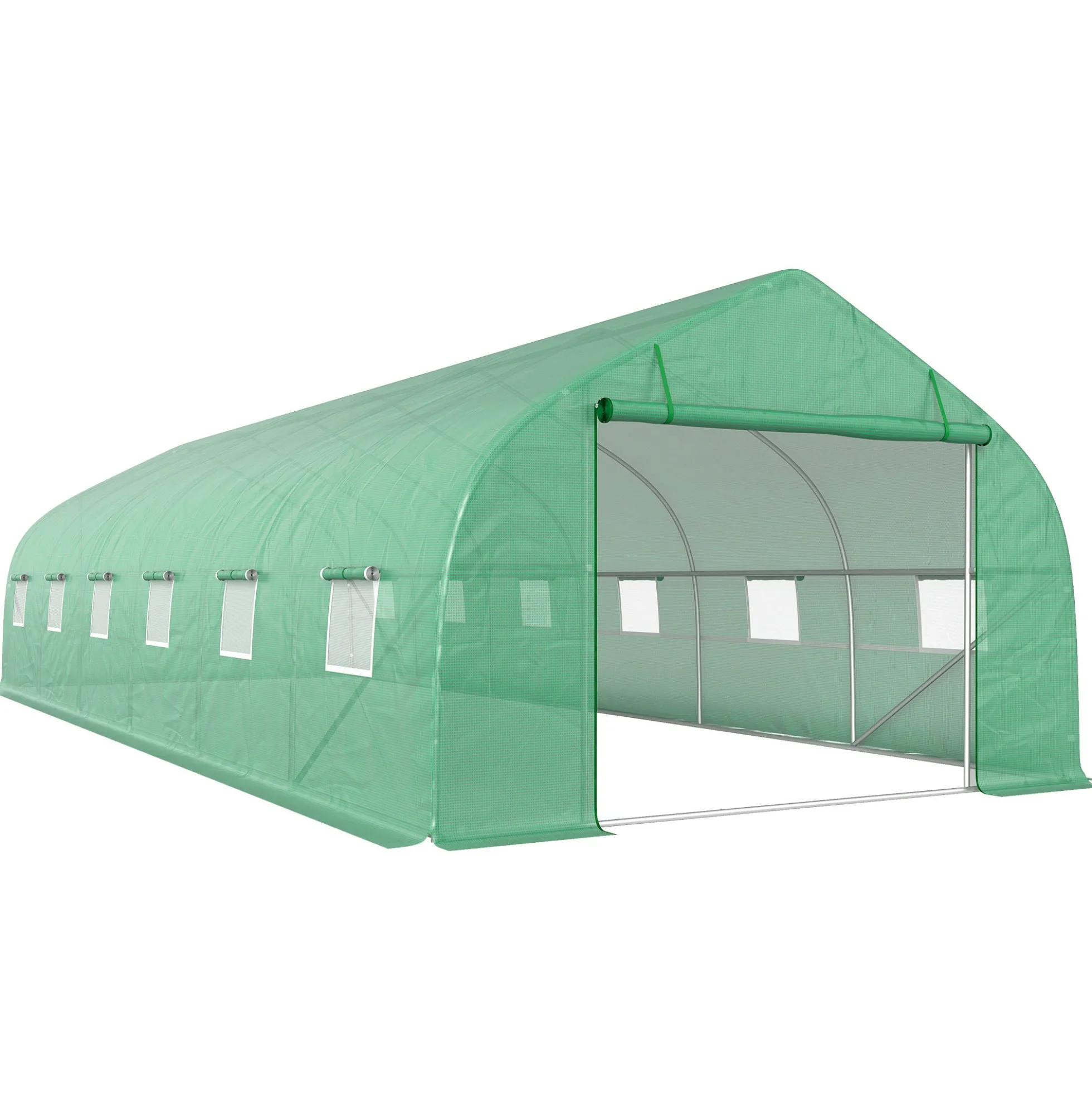 Outsunny Invernadero De Túnel 8x3x2 M Con 12 Ventanas Cubierta Pe Cultivo Verde